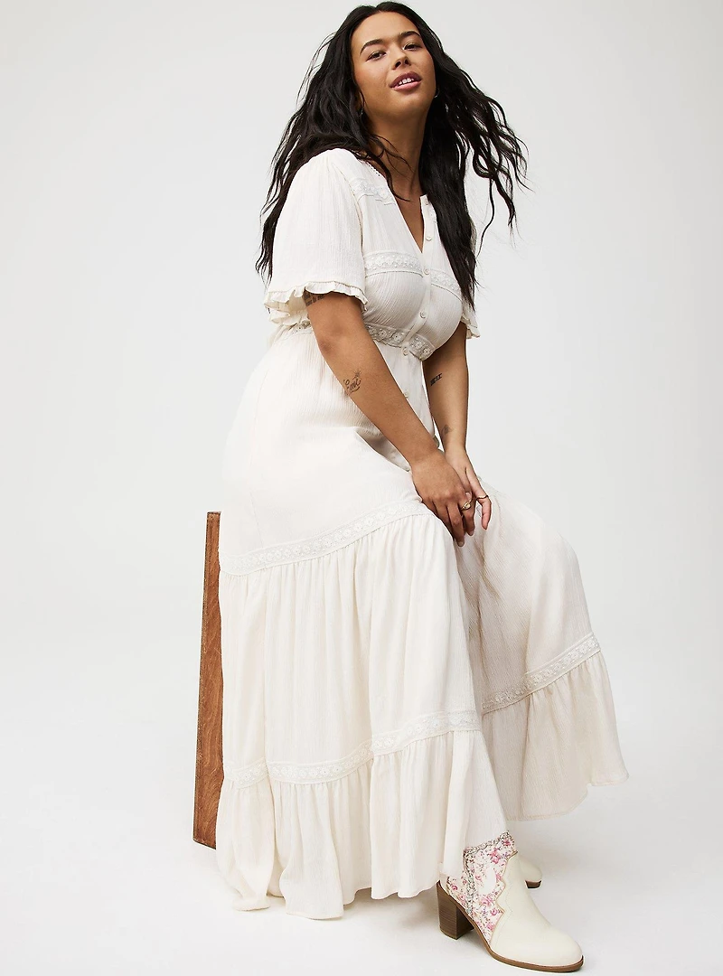 Flutter Sleeve Maxi Dress
