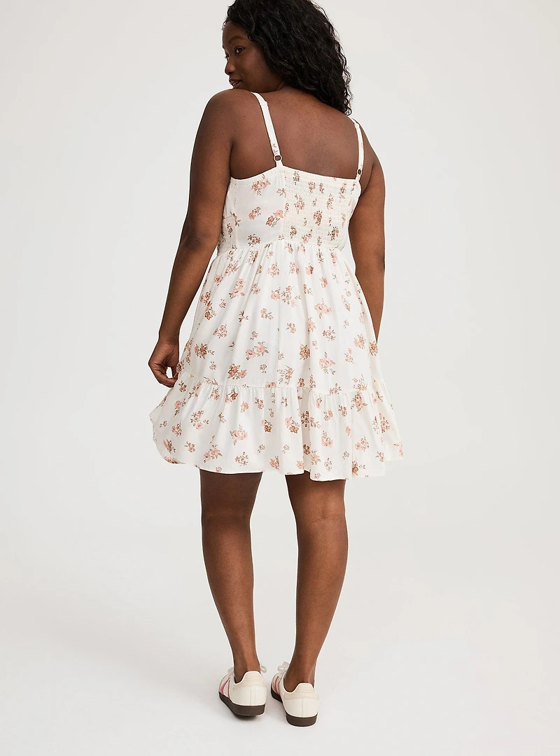 Challis Smocked Mini Dress