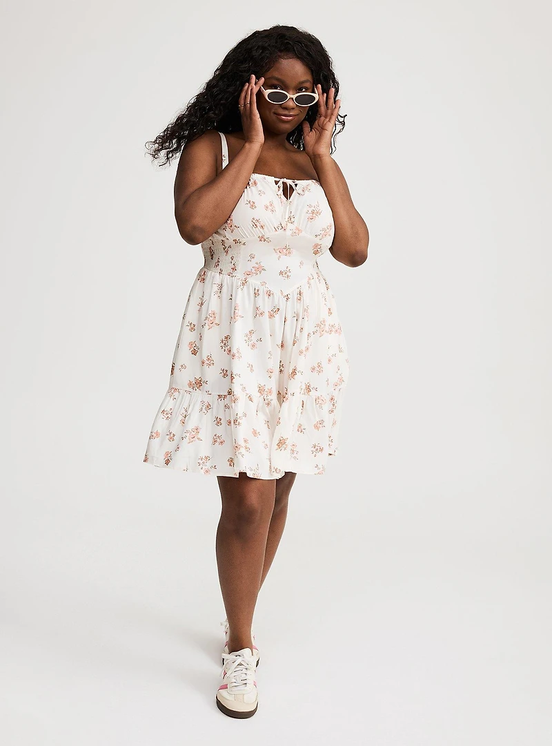 Challis Smocked Mini Dress