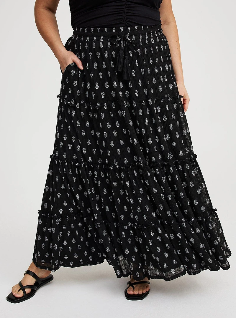 Maxi Tiered Drawstring Skirt