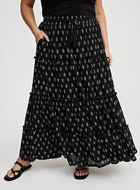 Maxi Tiered Drawstring Skirt