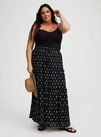 Maxi Tiered Drawstring Skirt