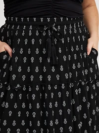Maxi Tiered Drawstring Skirt