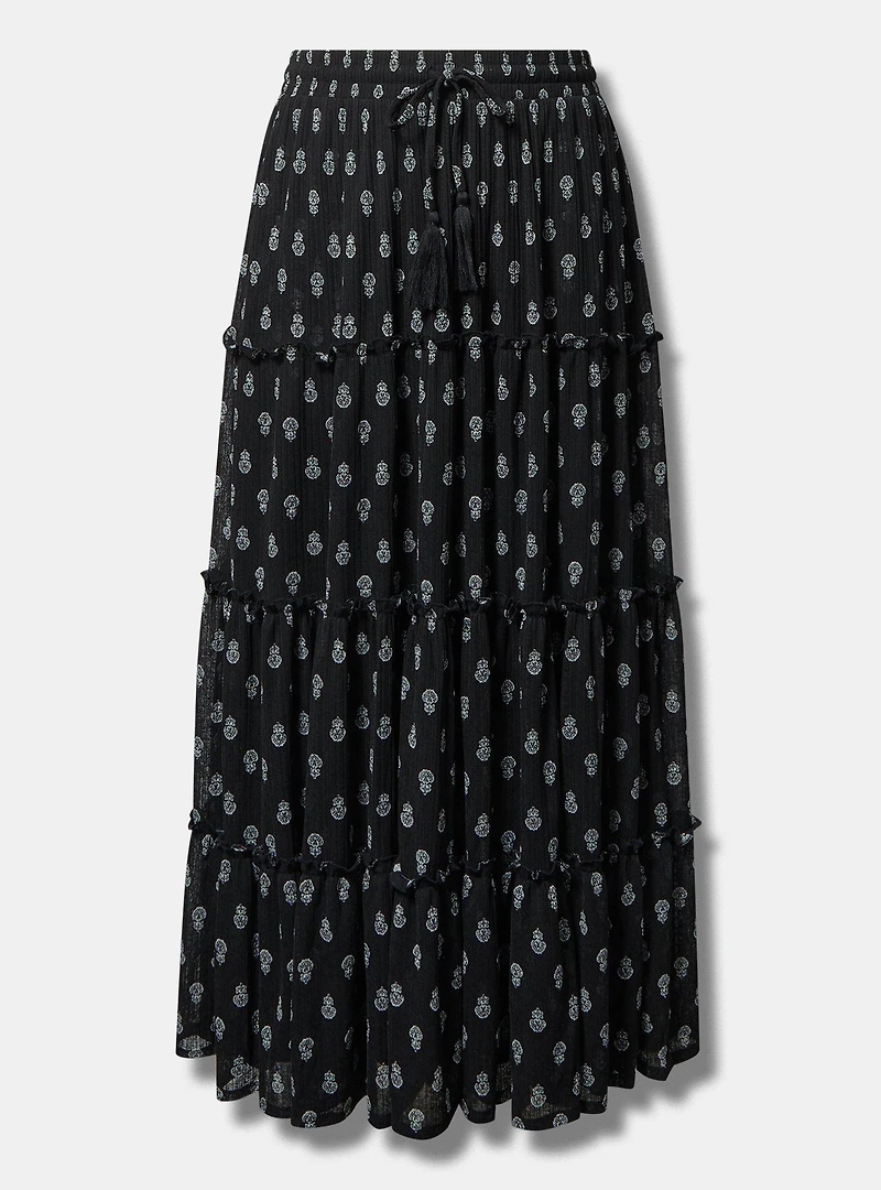 Maxi Tiered Drawstring Skirt