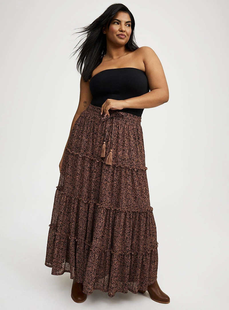 Maxi Tiered Drawstring Skirt