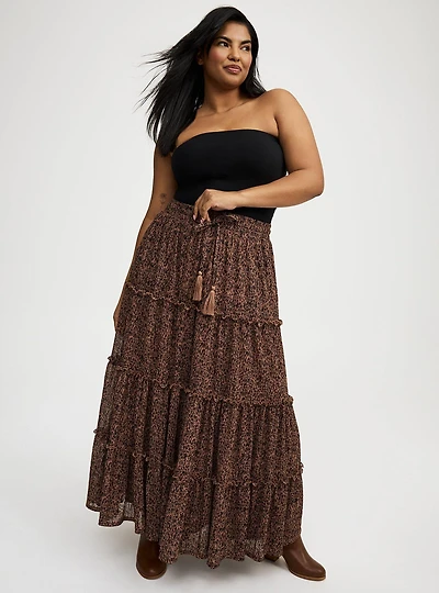 Maxi Tiered Drawstring Skirt