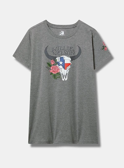 Willie Nelson Steer Skull Classic Cotton Crew Tee