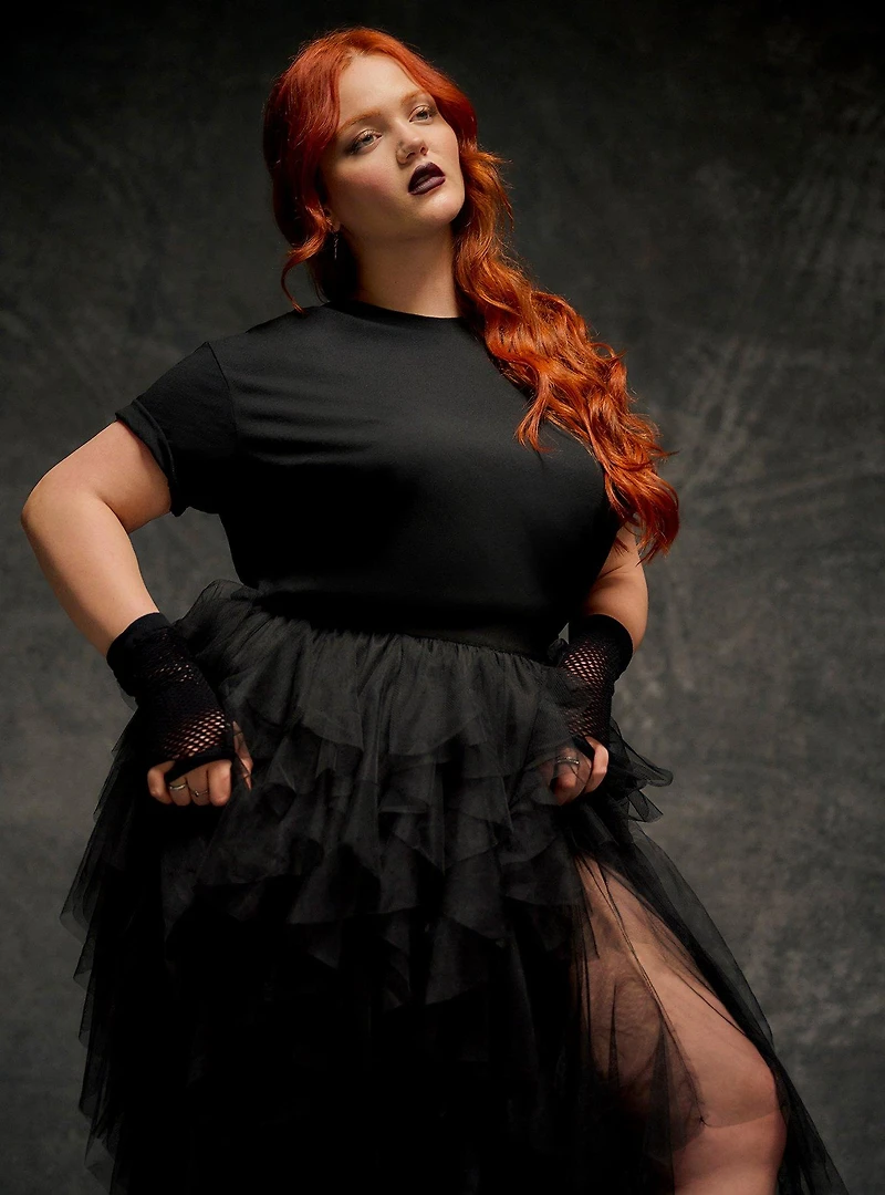 Nightfall Ruffle Midi Skirt