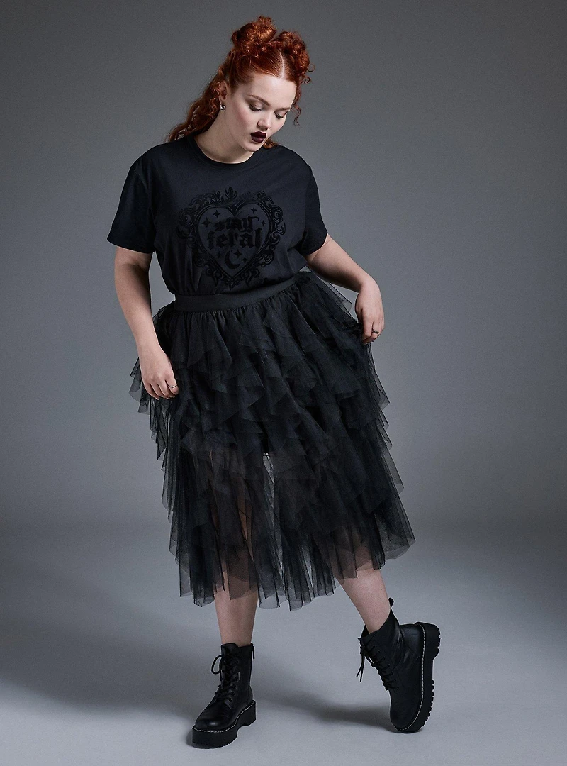 Nightfall Ruffle Midi Skirt