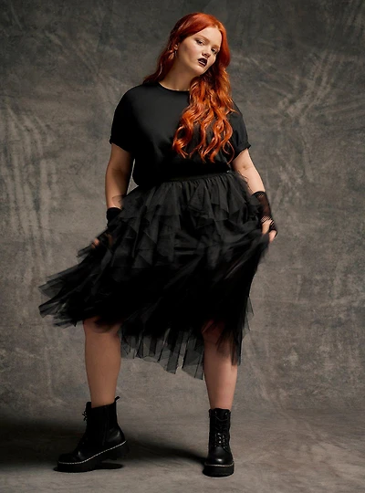 Nightfall Ruffle Midi Skirt