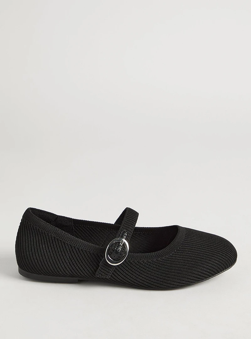 Stretch Knit Mary Jane Flat