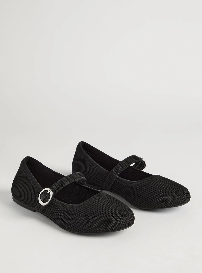 Stretch Knit Mary Jane Flat