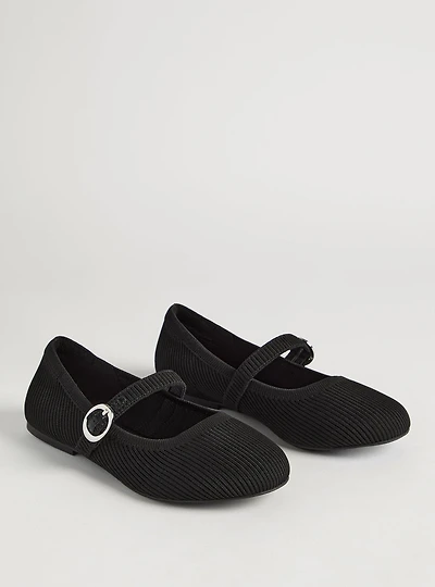 Stretch Knit Mary Jane Flat