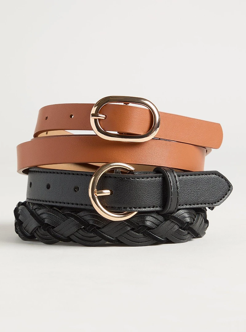 Braided Denim Belts 2 Pack