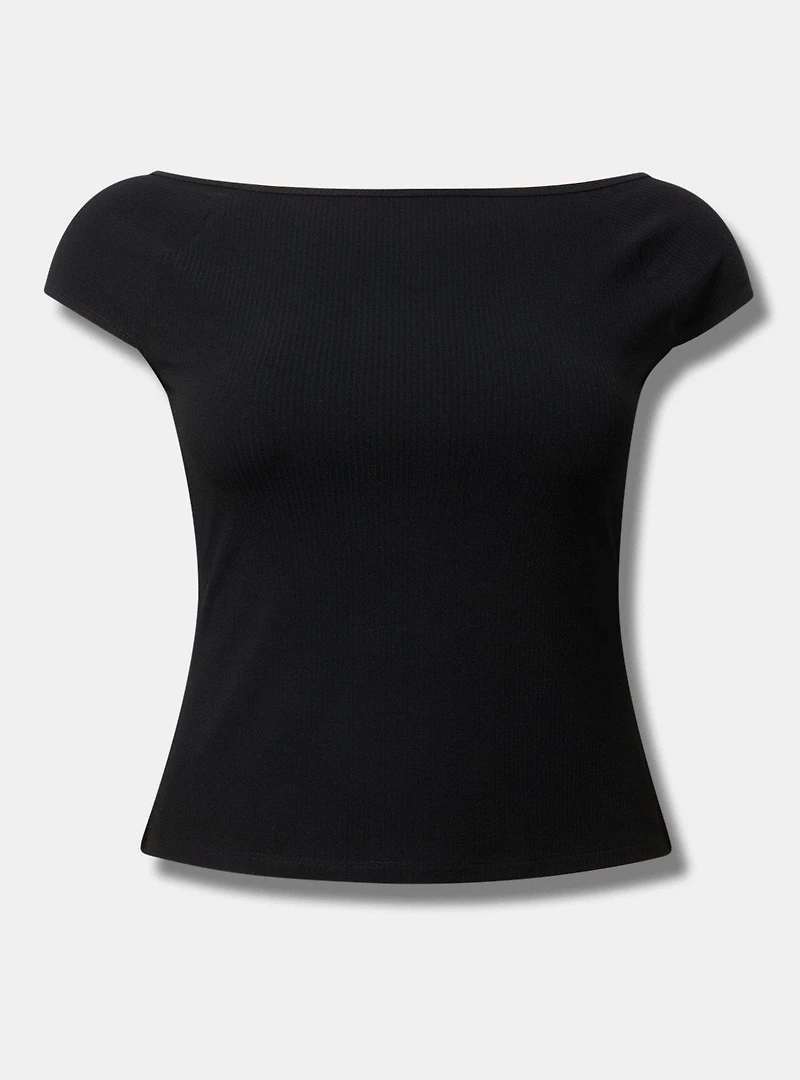 Super Soft Ribbed Boat Neck Tee