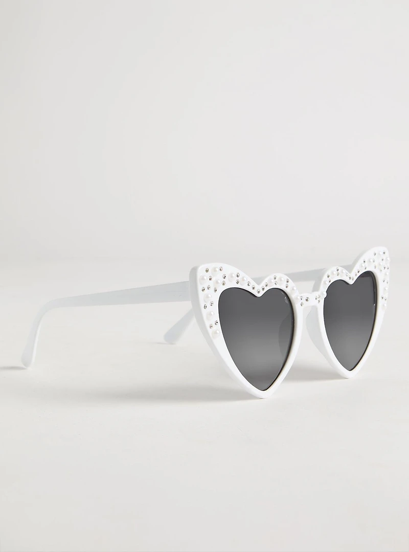Pearl Heart Cateye Sunglasses