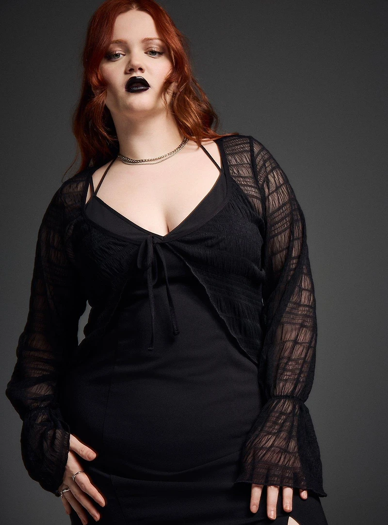 Nightfall Tie-Front Mesh Top