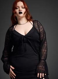Nightfall Tie-Front Mesh Top