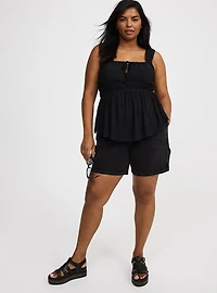 Stretch Mesh Babydoll Top