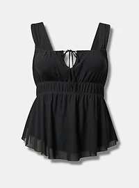 Stretch Mesh Babydoll Top