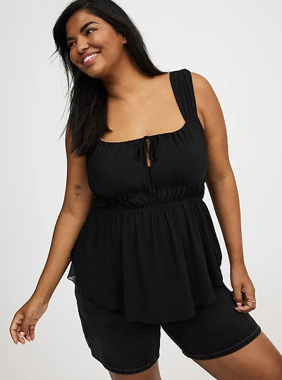 Stretch Mesh Babydoll Top