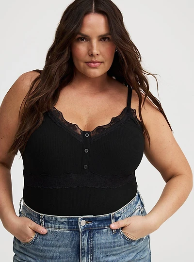 Ribbed Lace Trim Cami