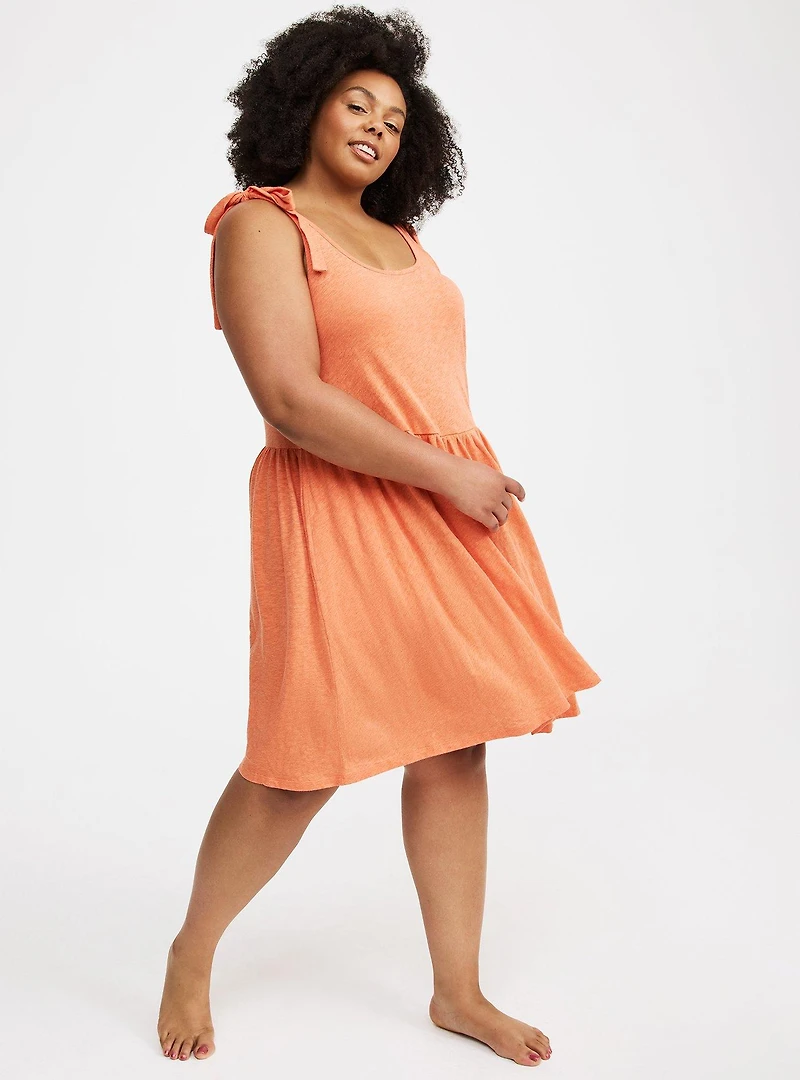 Cotton Slub Tie Strap Lounge Dress