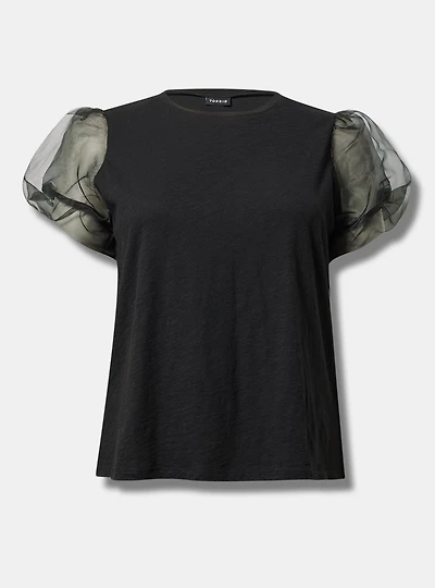 Tulle Sleeve Crew Tee
