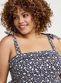 Poplin Peplum Tie Strap Top