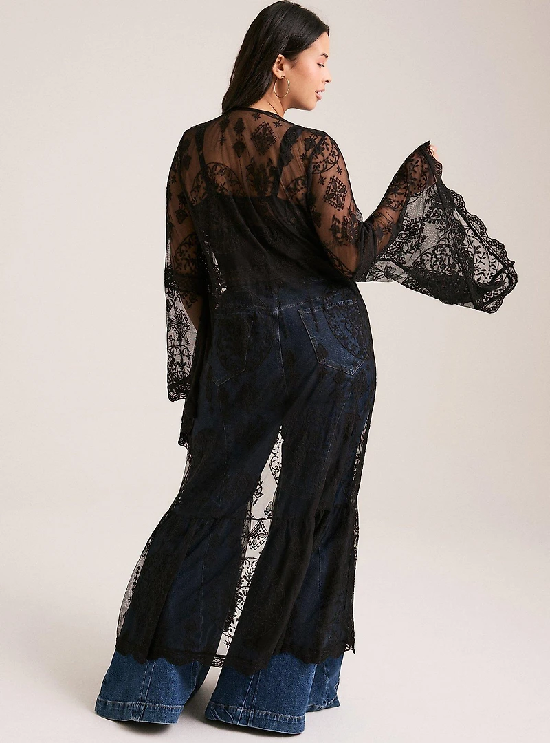 Festi Embroidered Lace Kimono