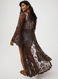 Embroidered Lace Mesh Kimono