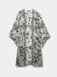 Embroidered Lace Mesh Kimono
