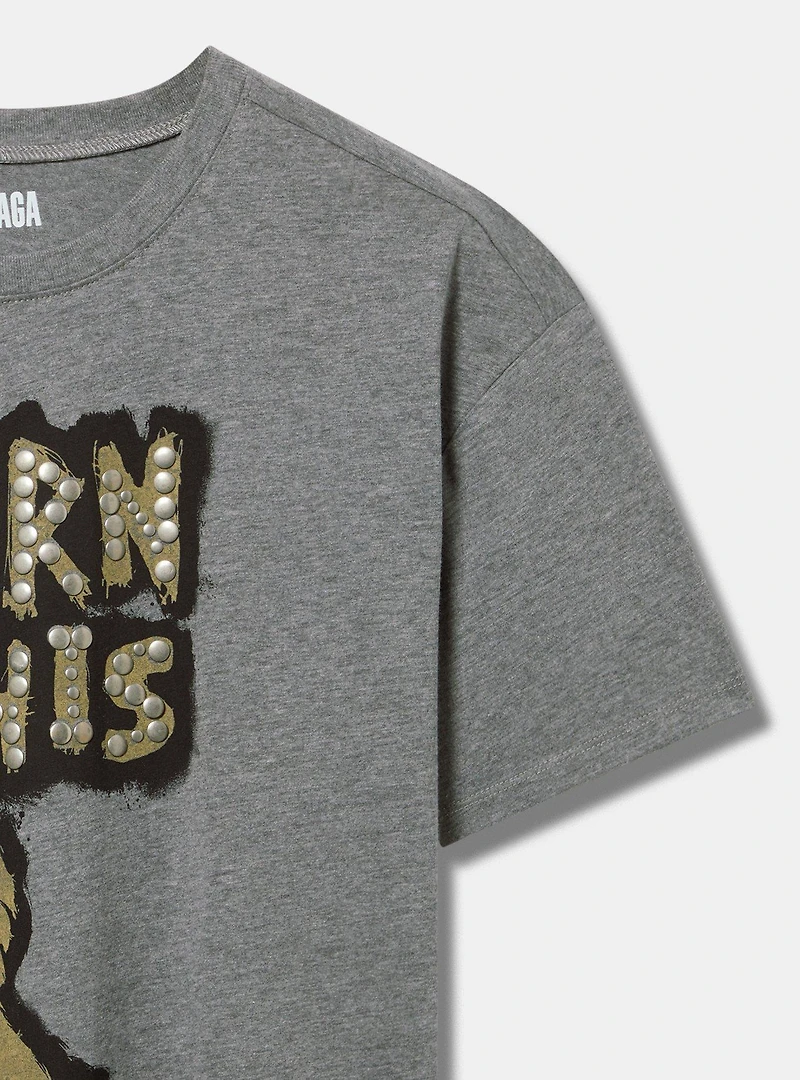 Lady Gaga Relaxed Cotton Crew Studded Tee