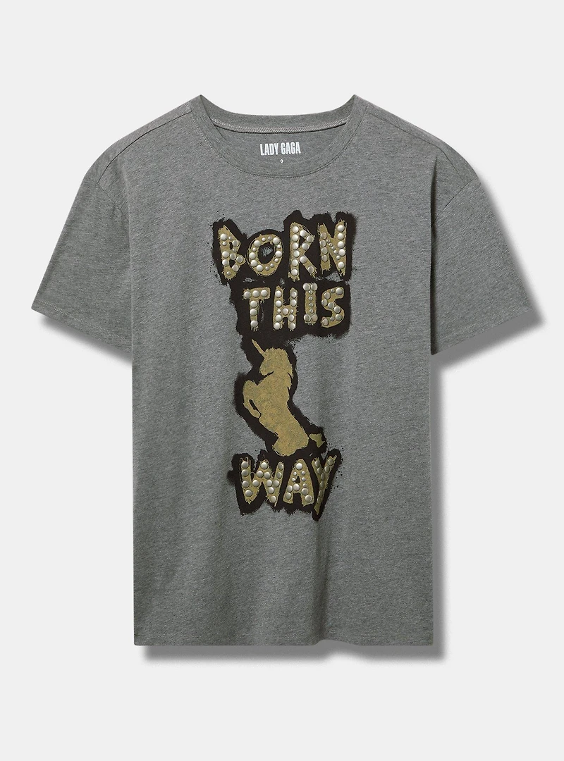 Lady Gaga Relaxed Cotton Crew Studded Tee