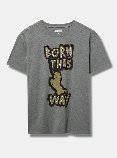 Lady Gaga Relaxed Cotton Crew Studded Tee