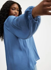 Crinkle Gauze Relaxed Popover Blouse