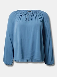 Crinkle Gauze Relaxed Popover Blouse