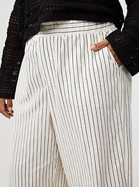 High-Rise Cropped Beach Linen Pant