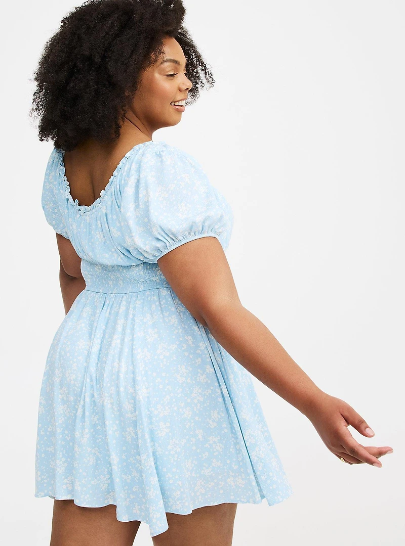 Crinkle Gauze Puff Sleeve Romper