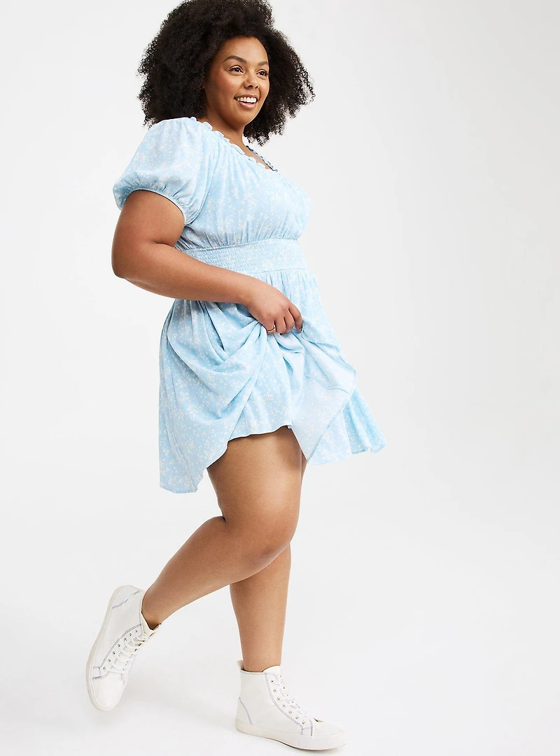 Crinkle Gauze Puff Sleeve Romper
