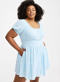Crinkle Gauze Puff Sleeve Romper