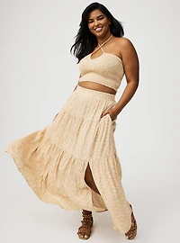 Smocked Crop Top And Maxi Skirt Set