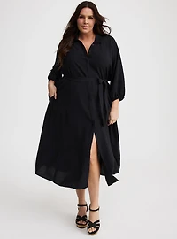 Collared Tie-Front Shirt Dress