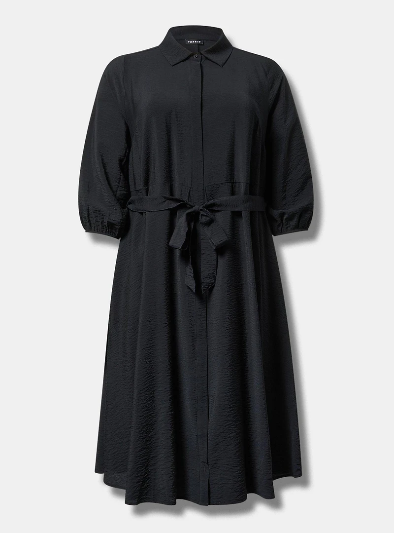 Collared Tie-Front Shirt Dress