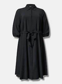 Collared Tie-Front Shirt Dress