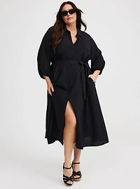Collared Tie-Front Shirt Dress