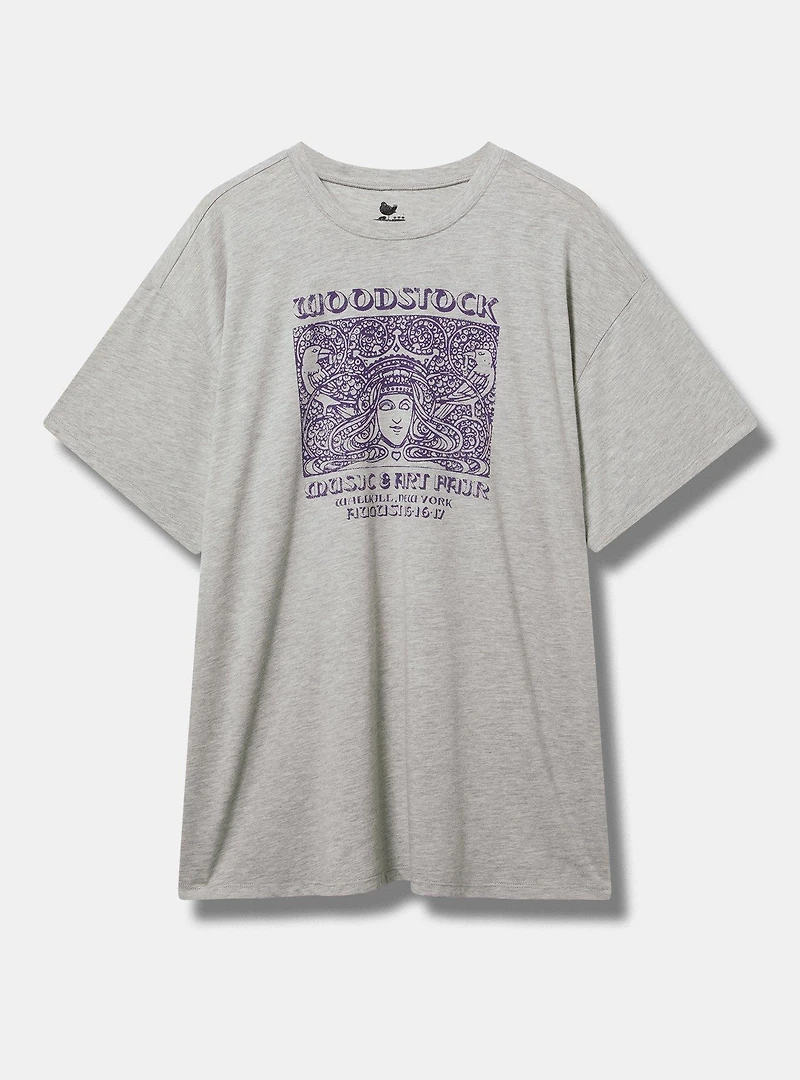Woodstock Oversized Cotton Crew Tunic Tee