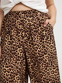 Wide-Leg High-Rise Crinkle Rayon Pant