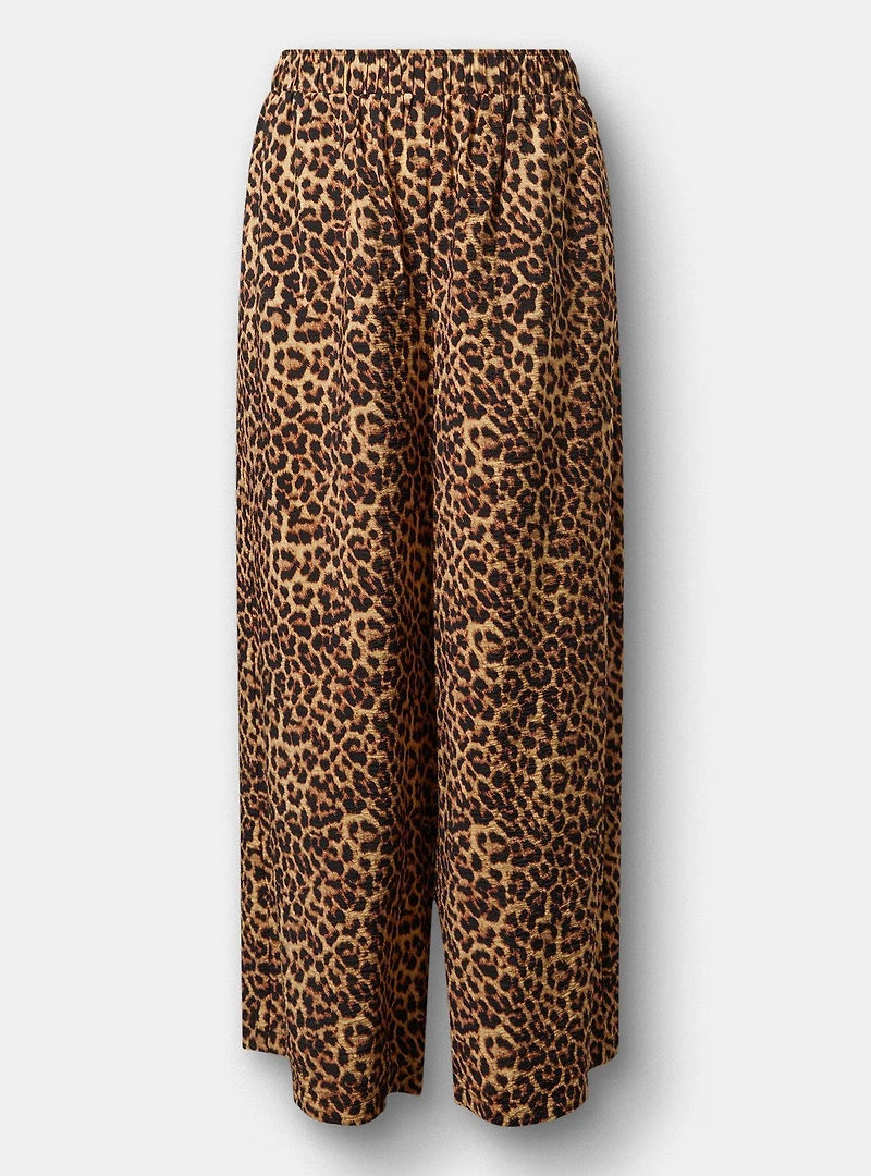 Wide-Leg High-Rise Crinkle Rayon Pant