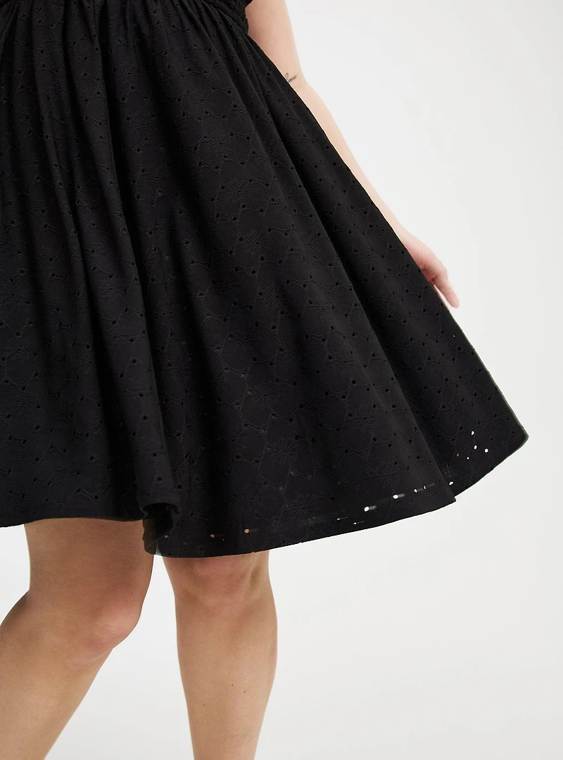 Mini Knit Eyelet Dress